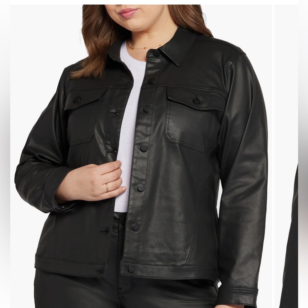 NWOT NYDJ Women's Classic Black Coated Stretch Denim Jacket